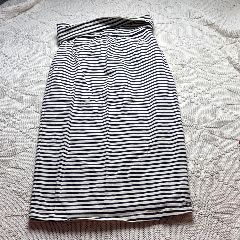 Roxy Cotton Navy Striped Pencil Skirt